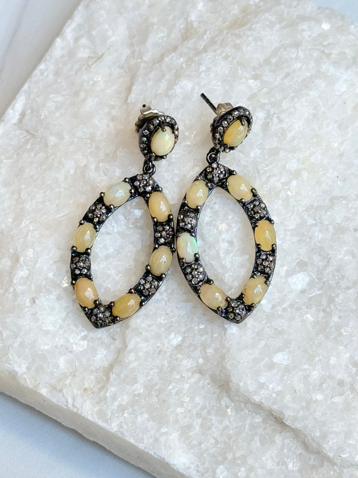 Orange Opal Open Oval Earrings | Ulka Rocks