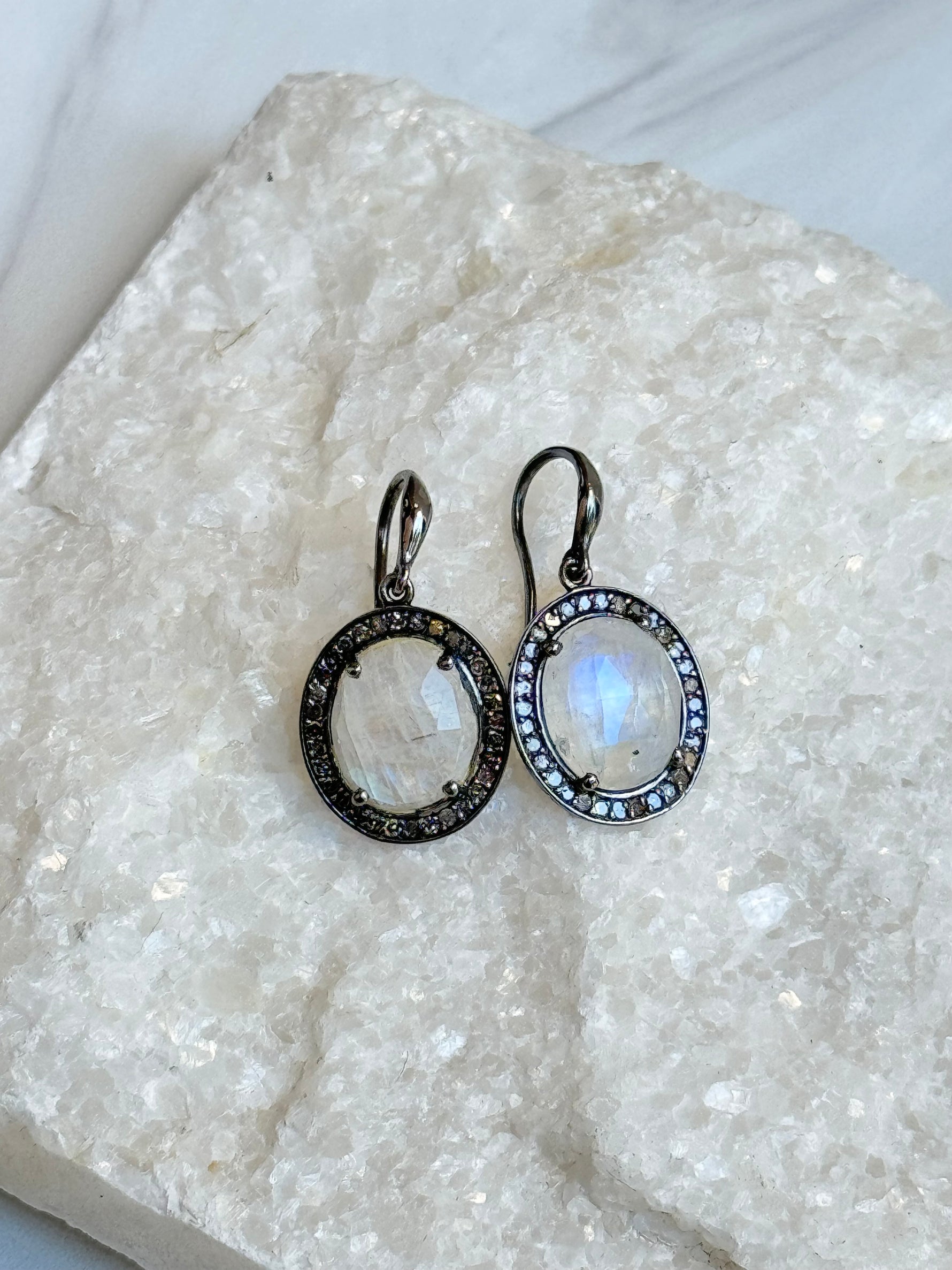 Small Blue Moonstone Drop Earrings | Ulka Rocks