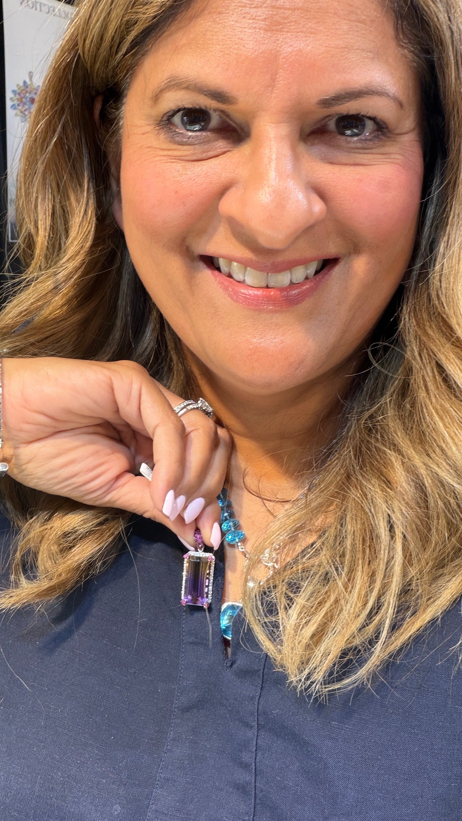 18k White Gold Pendant With Ametrine And Ruby