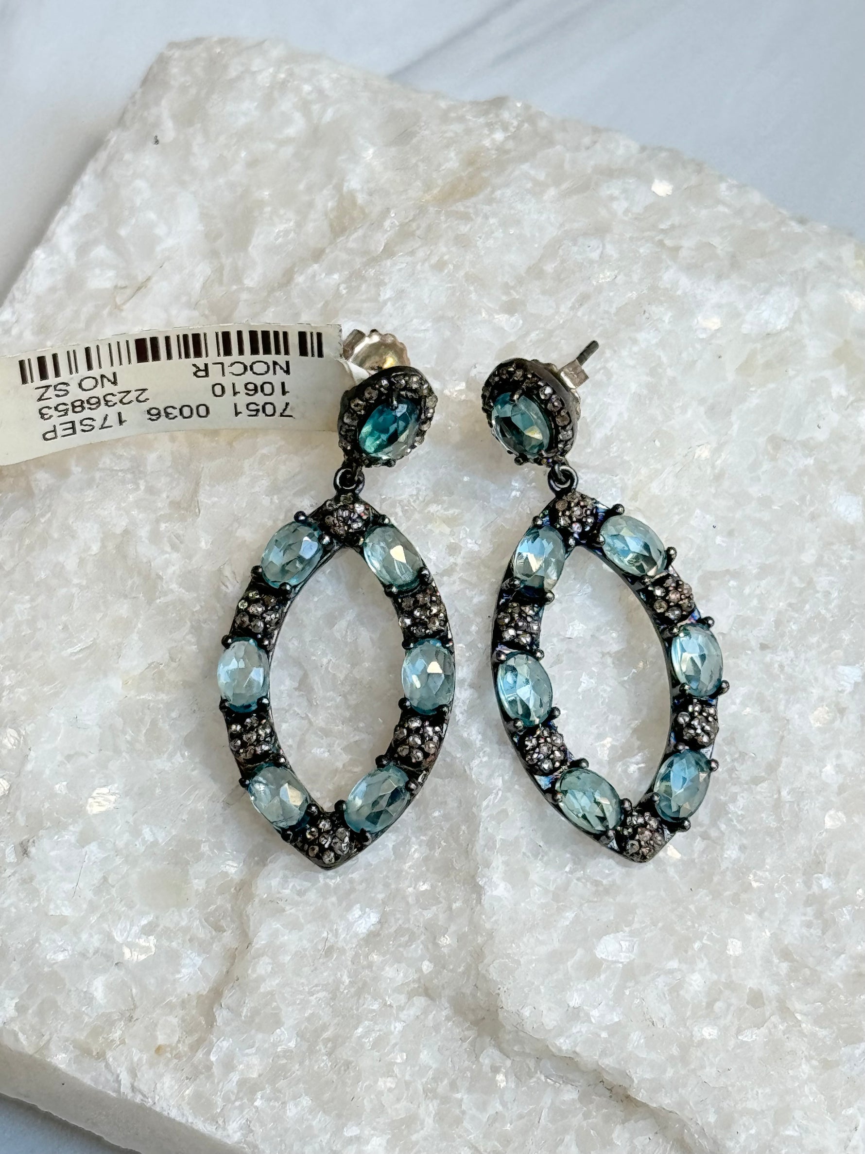 Blue Aquamarine Open Oval Earrings | Ulka Rocks