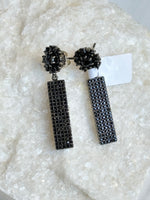 Black Black Spinel Flower Bar Earrings | Ulka Rocks