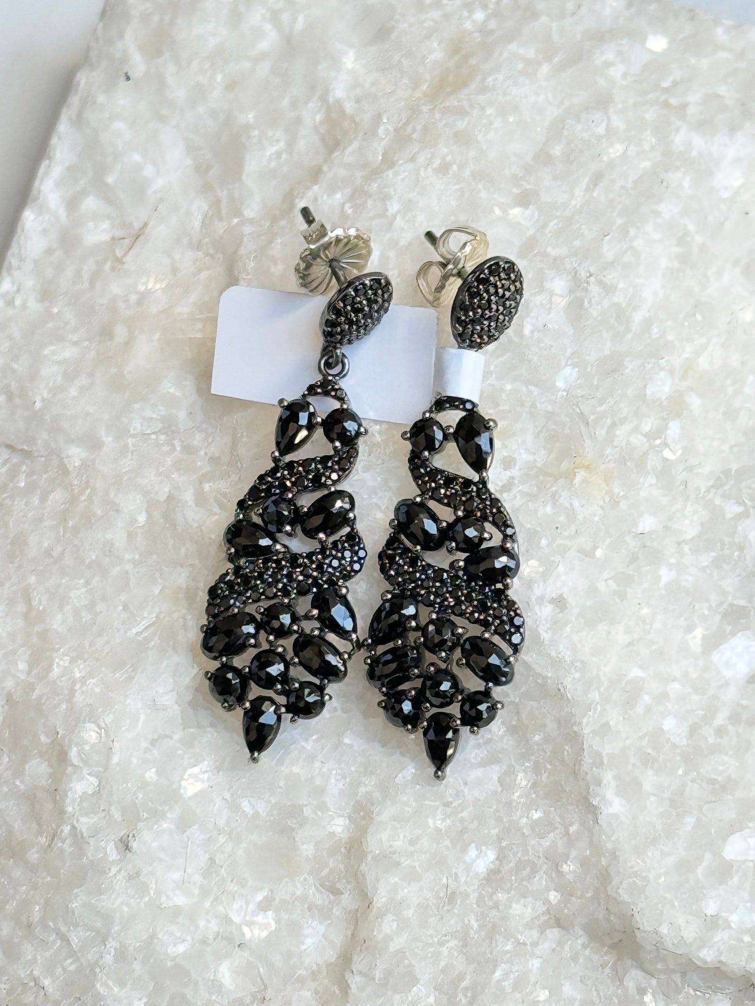 Black Black Spinel Cluster Earrings | Ulka Rocks