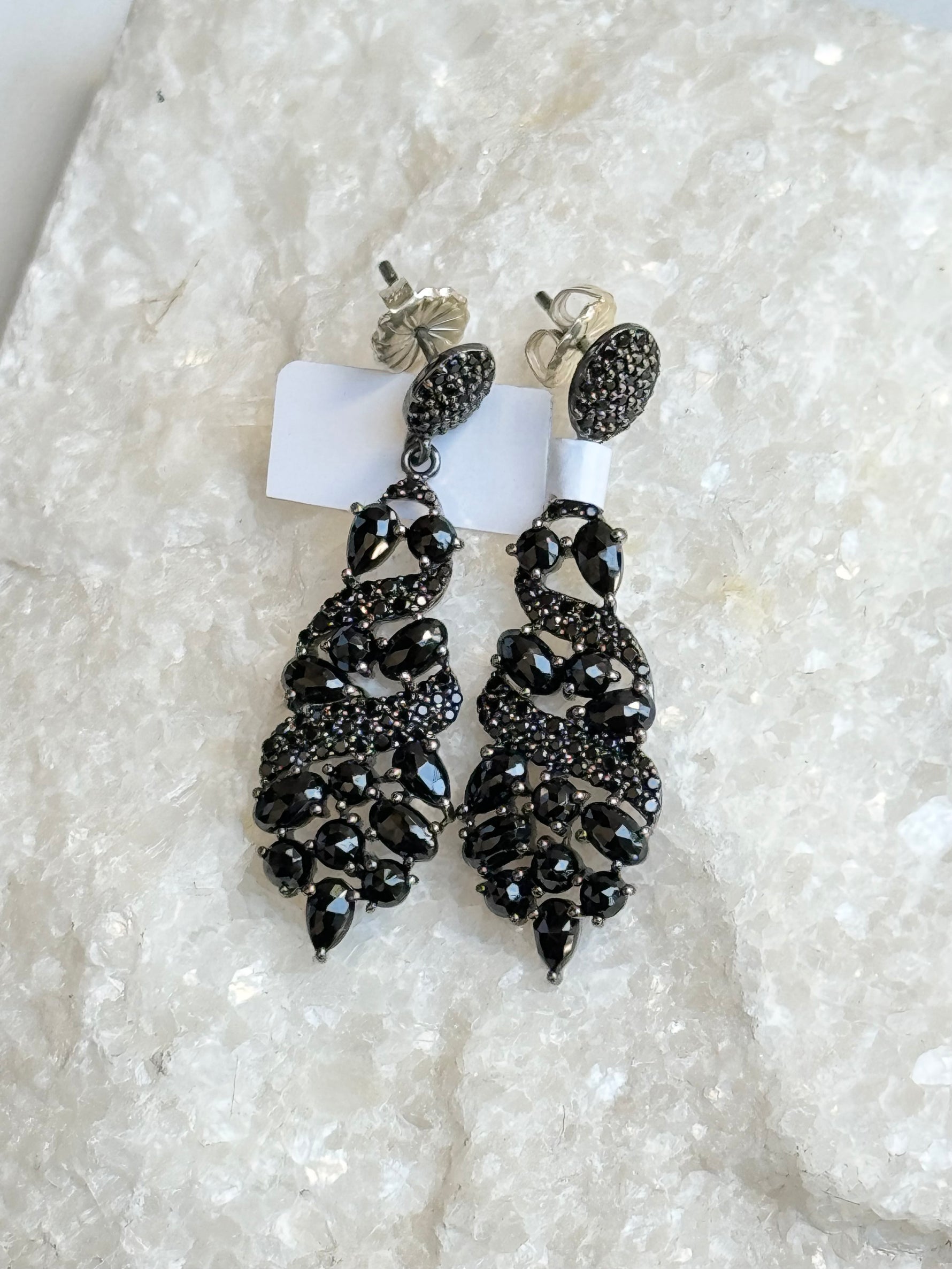 Black Black Spinel Cluster Earrings | Ulka Rocks