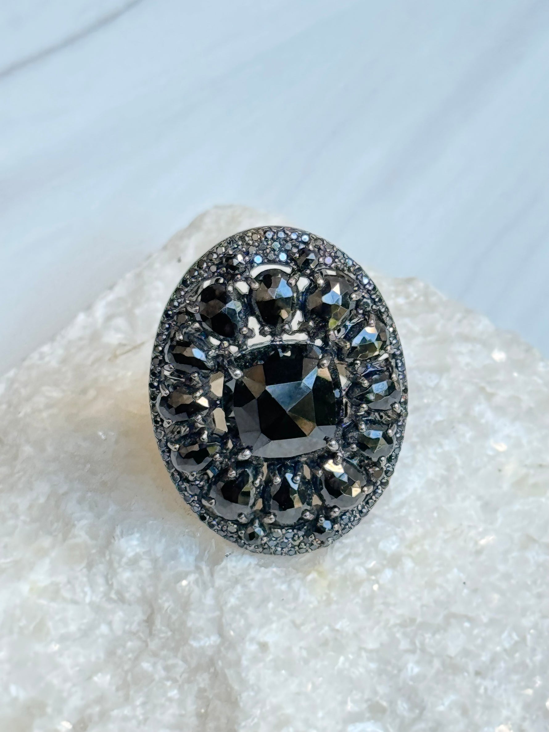 Black Black Spinel Ring - Large Center Stone (size 8) | Ulka Rocks