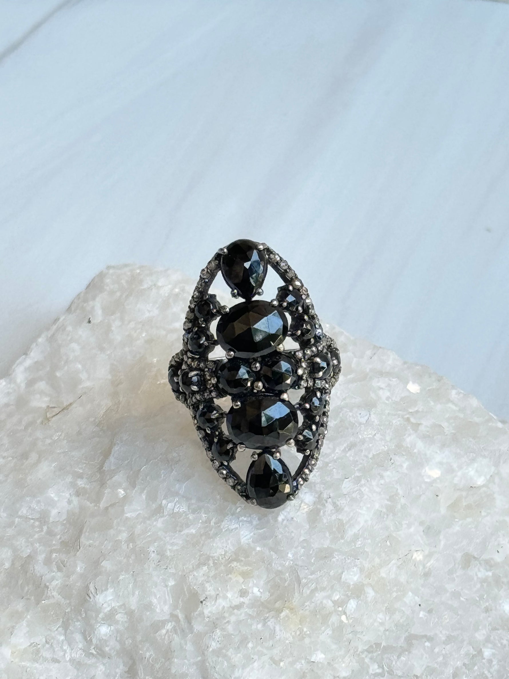 Black Black Spinel Ring - 4 Stone | Ulka Rocks