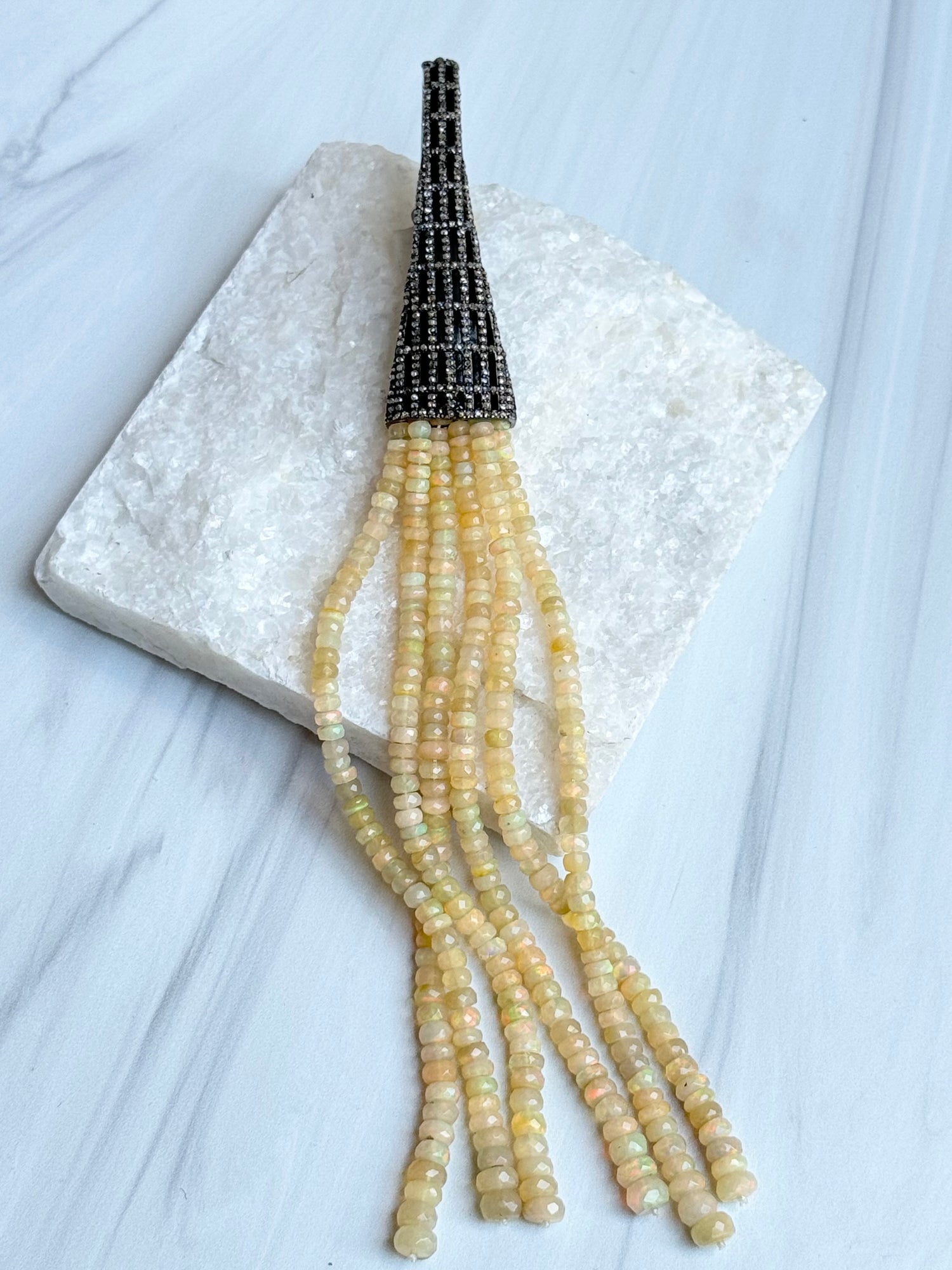 Orange Opal Dangle Diamond Pendant | Ulka Rocks