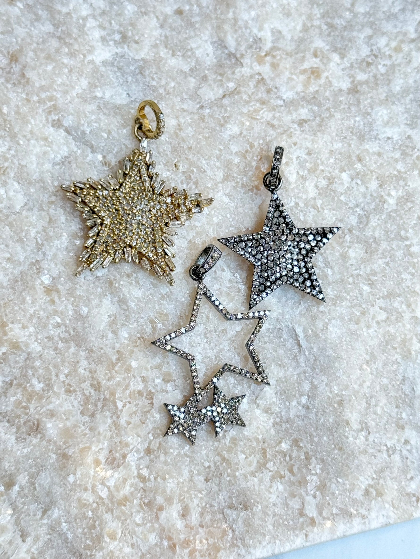 Diamond & Cz Gold-plated Pendant | Ulka Rocks