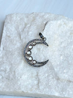 Rough Cut Diamond Moon Pendant | Ulka Rocks