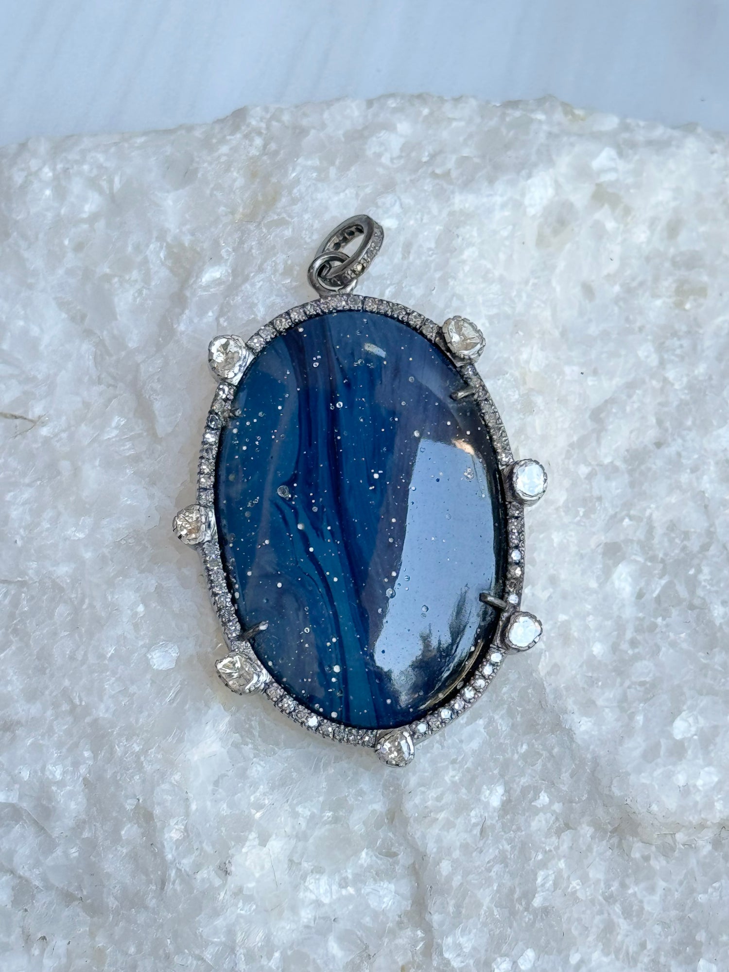 Blue Blue Obsidian Diamond Pendant | Ulka Rocks