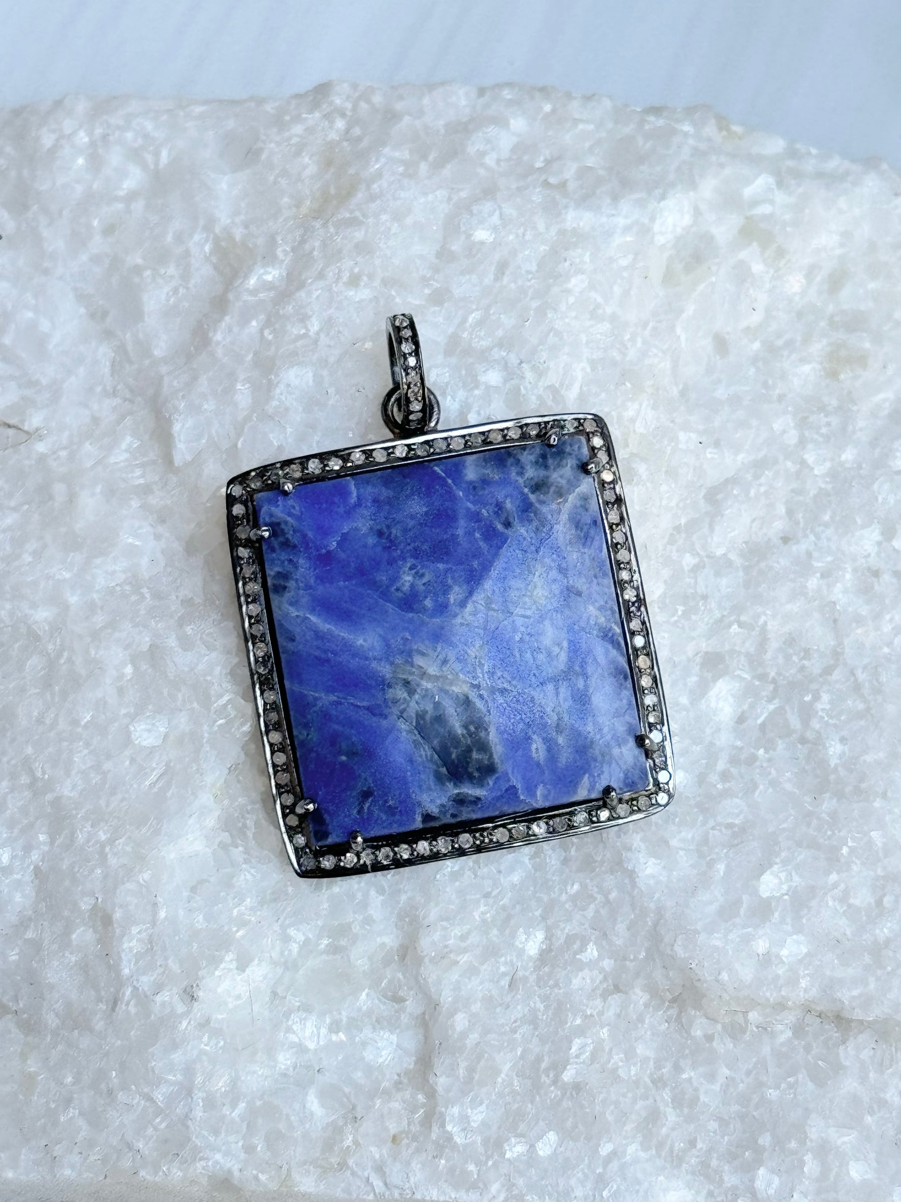 Blue Sodalite Diamond Pendant | Ulka Rocks