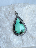 Green Variscite Silver Diamond Pendant | Ulka Rocks