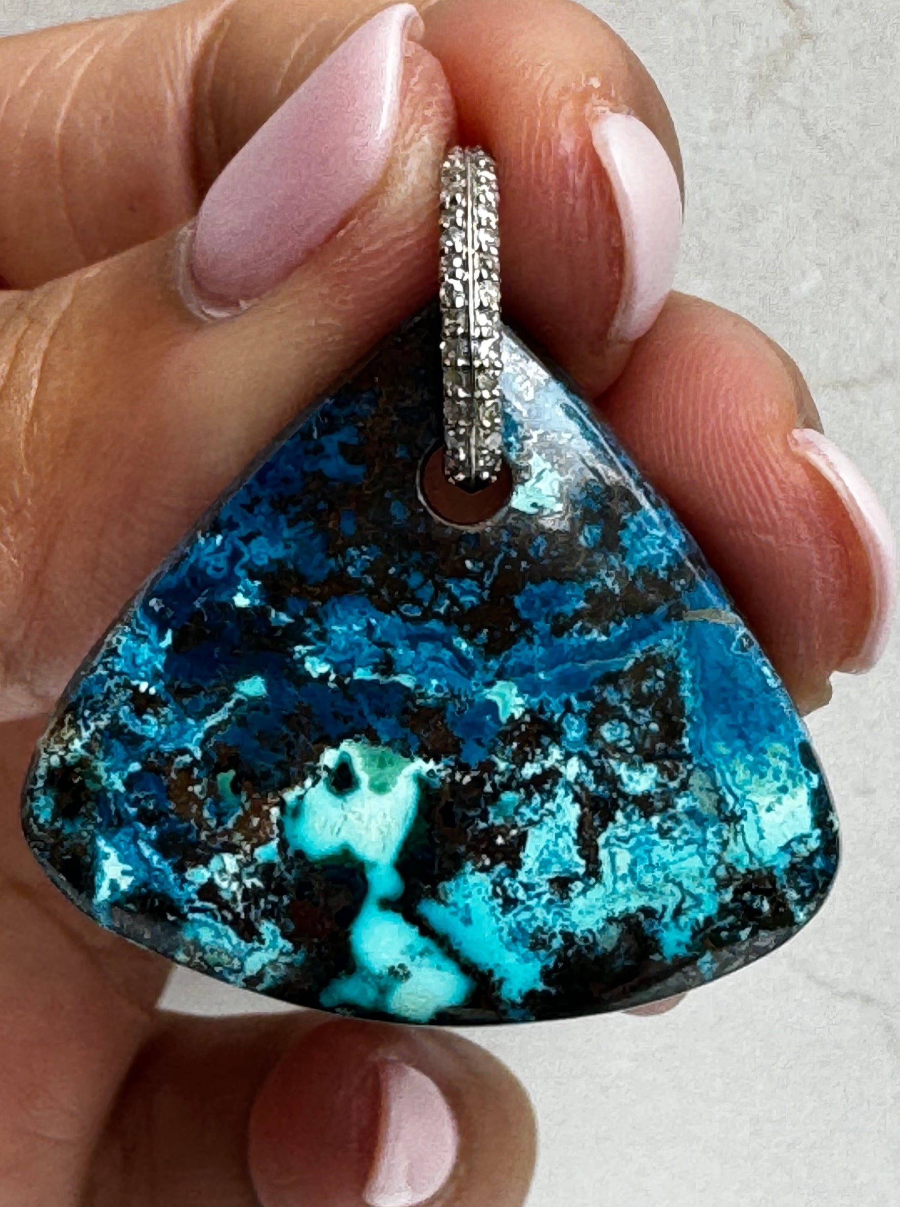 Rock Royalty: Azurite Pendant with 14K Gold Diamond Bail | Ulka Rocks
