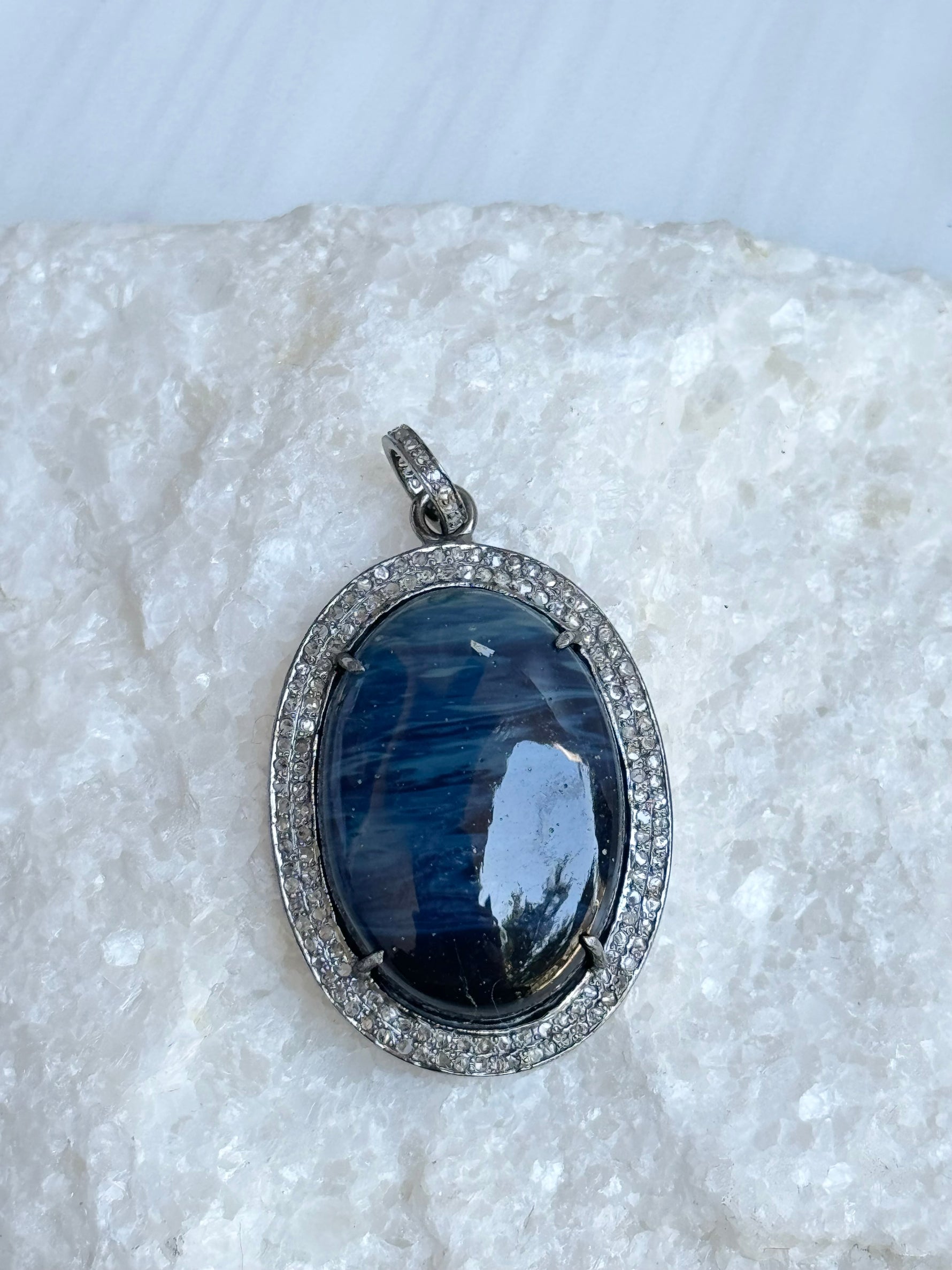 Blue Leland Blue Stone Diamond Pendant | Ulka Rocks