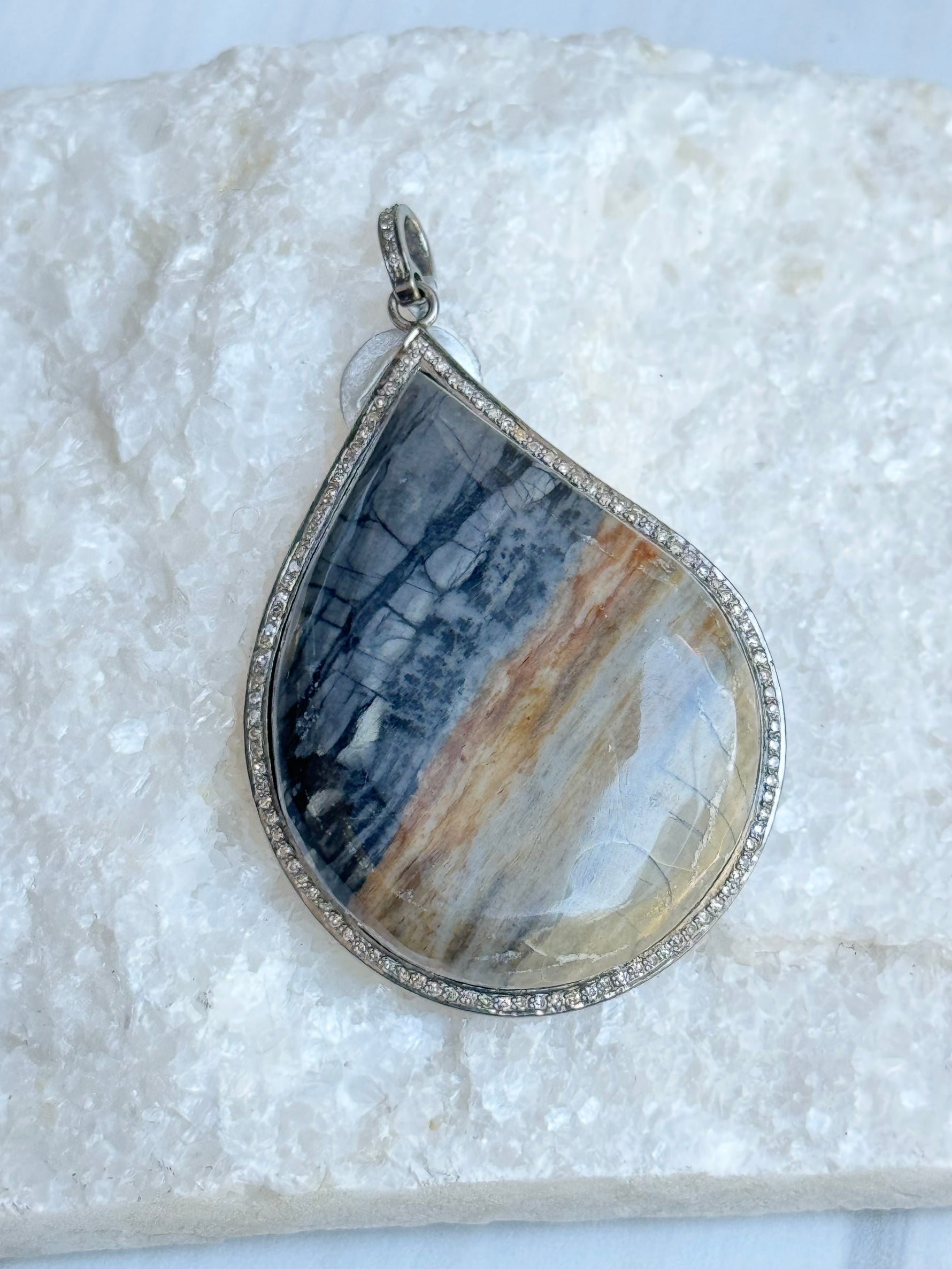 Large Picasso Brown Jasper Pendant | Ulka Rocks