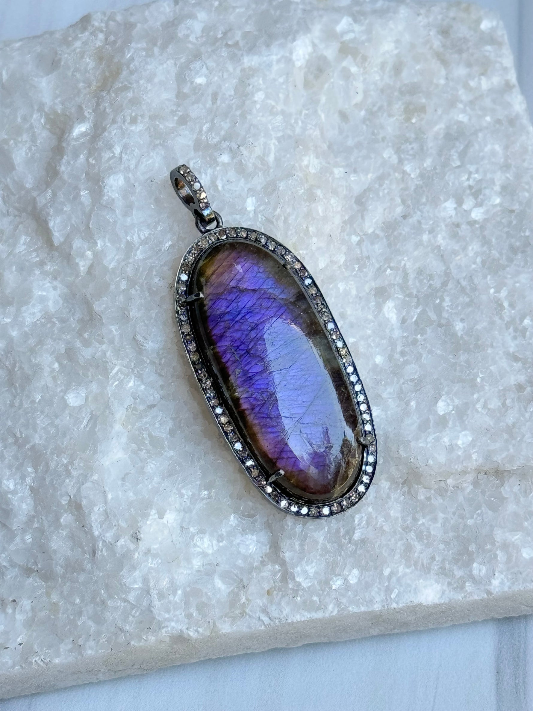 Brown Purple Brown Labradorite Pendant | Ulka Rocks