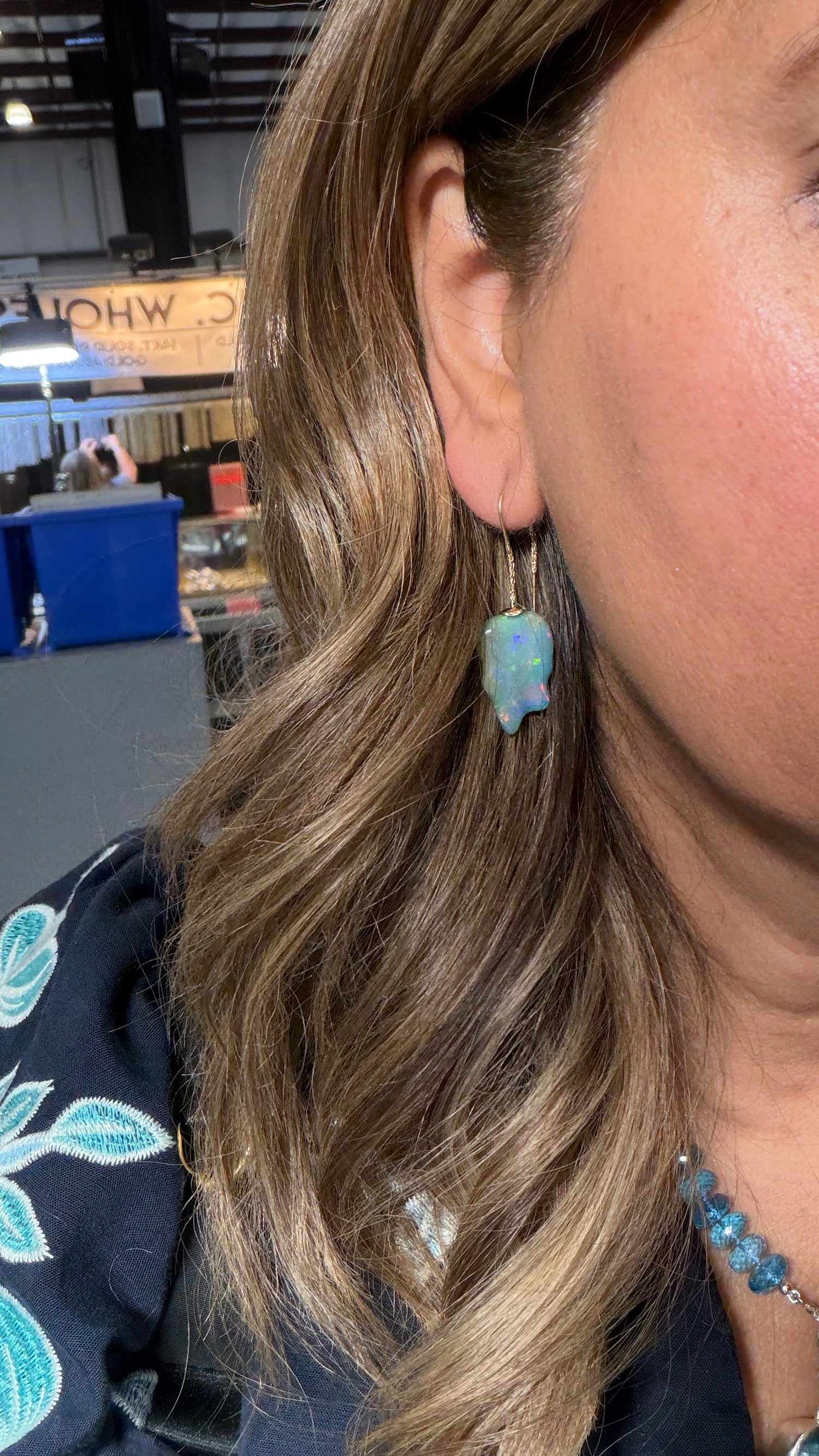 14k Yellow Gold Earrings With Opal