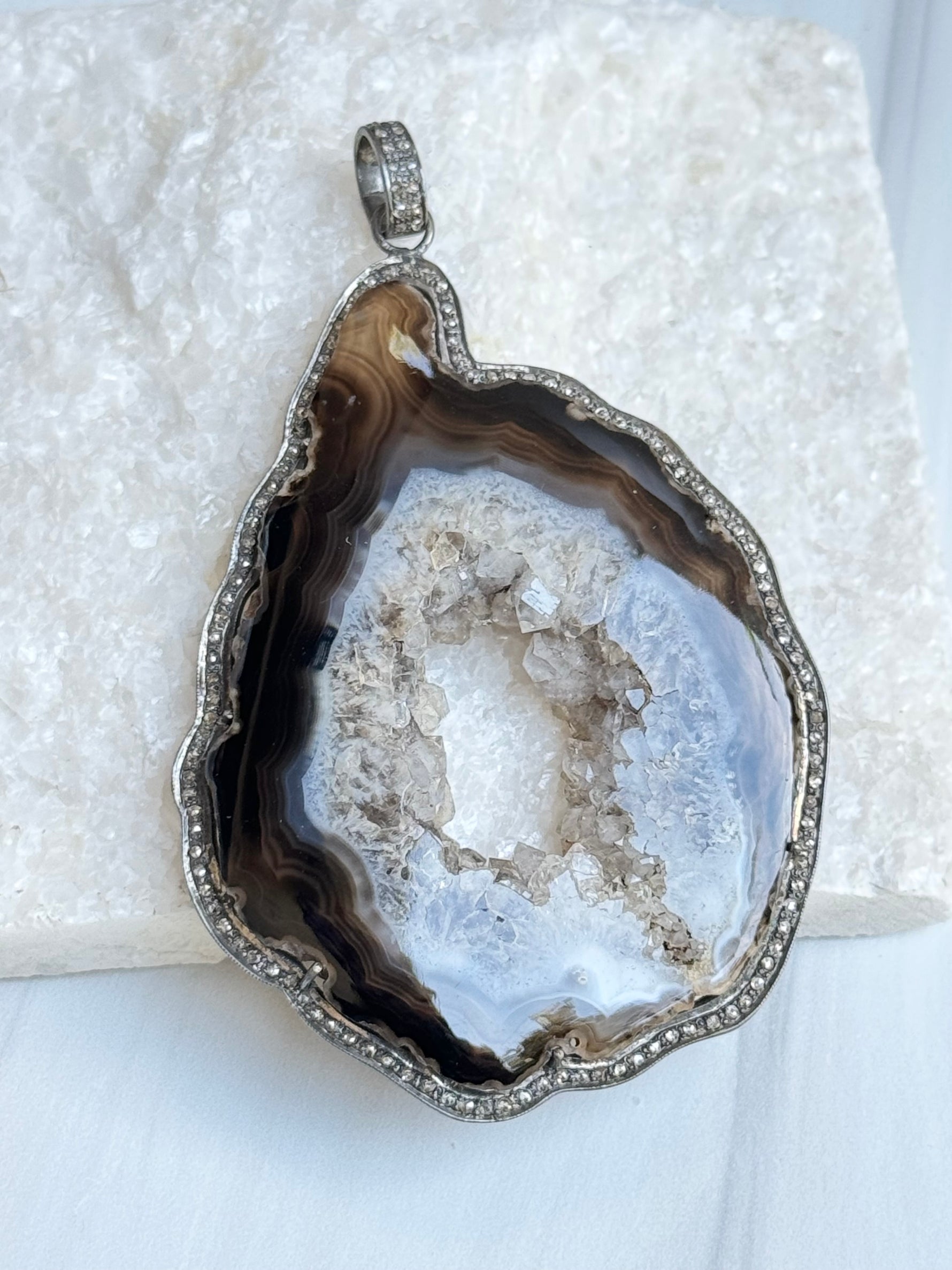 Large Brown Druzy Pendant | Ulka Rocks