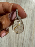 Rock Royalty: Golden Rutile Quartz Pendant with 14K Gold Diamond Bail | Ulka Rocks