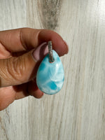 Rock Royalty: Larimar Pendant with 14K Gold Diamond Bail | Ulka Rocks