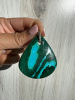 Rock Royalty: Chrysocolla Malachite Pendant with 14K Gold Diamond Bail | Ulka Rocks