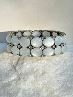 Cream White Moonstone and Diamond Bracelet | Ulka Rocks