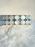 Cream White Moonstone and Diamond Bracelet | Ulka Rocks