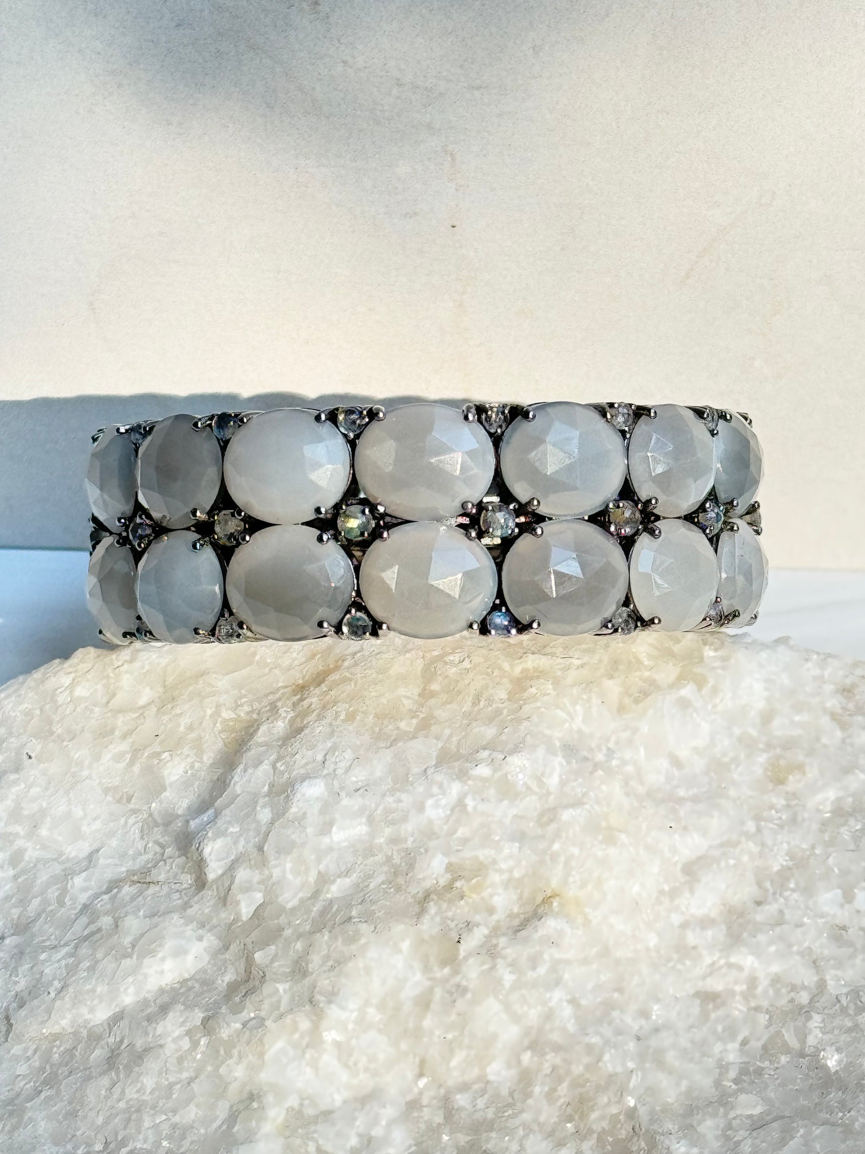 Gray Gray Moonstone and Diamond Bracelet | Ulka Rocks