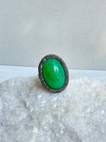 Chrysoprase and Diamond Ring | Ulka Rocks
