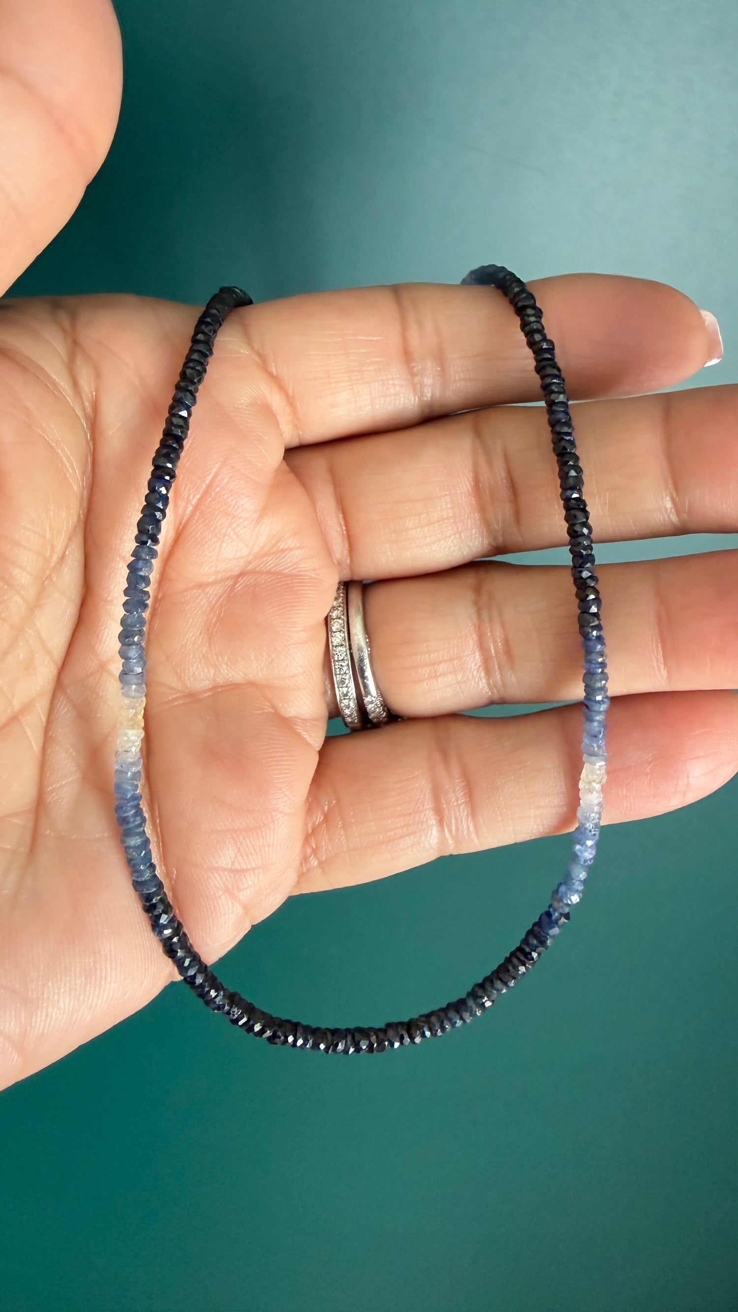 Gold Vermeil Necklace With Sapphire 17-19 inches