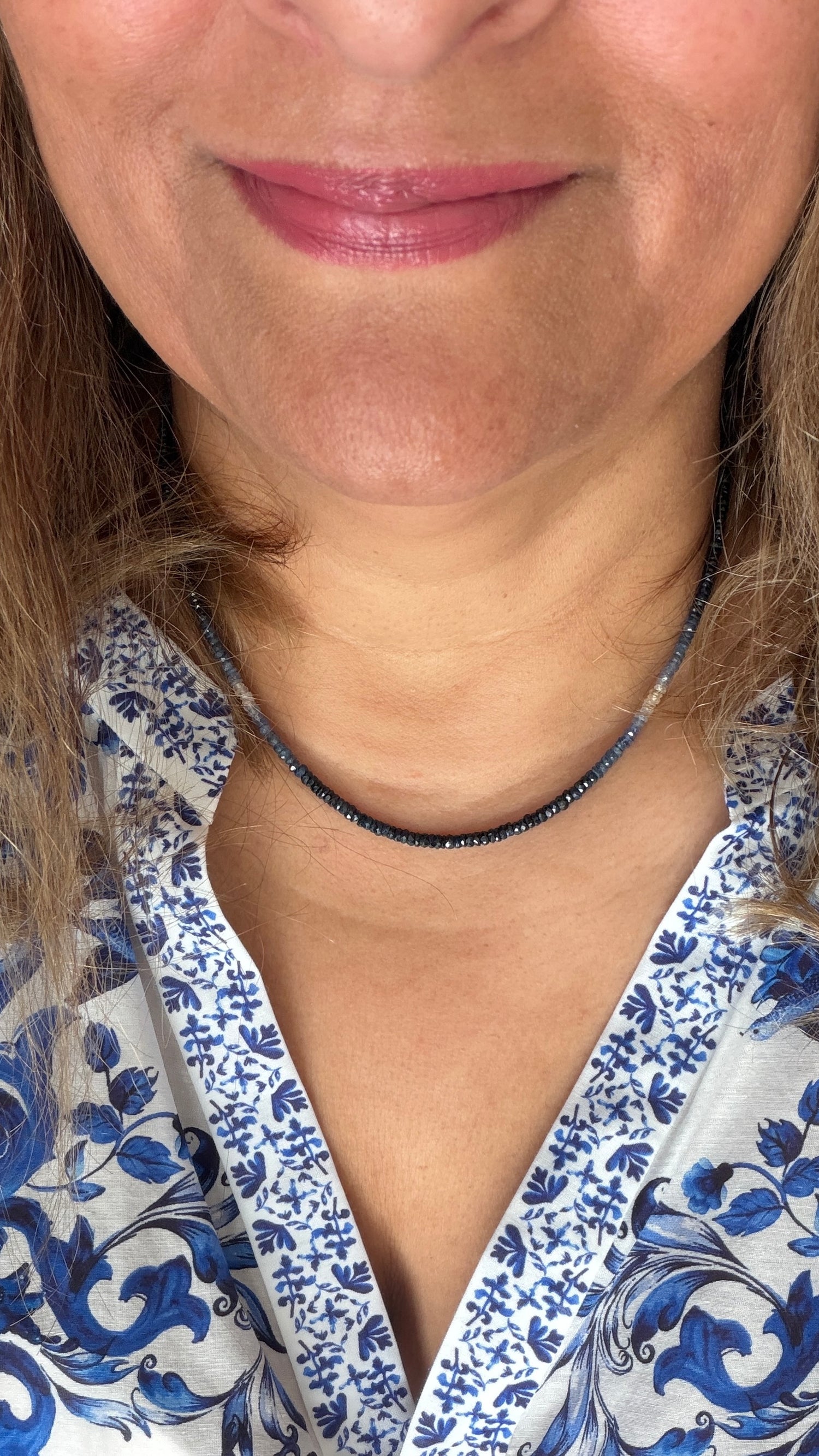 Gold Vermeil Necklace With Sapphire 17-19 inches
