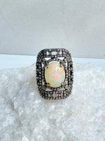 Orange Opal and Diamond Ring | Ulka Rocks
