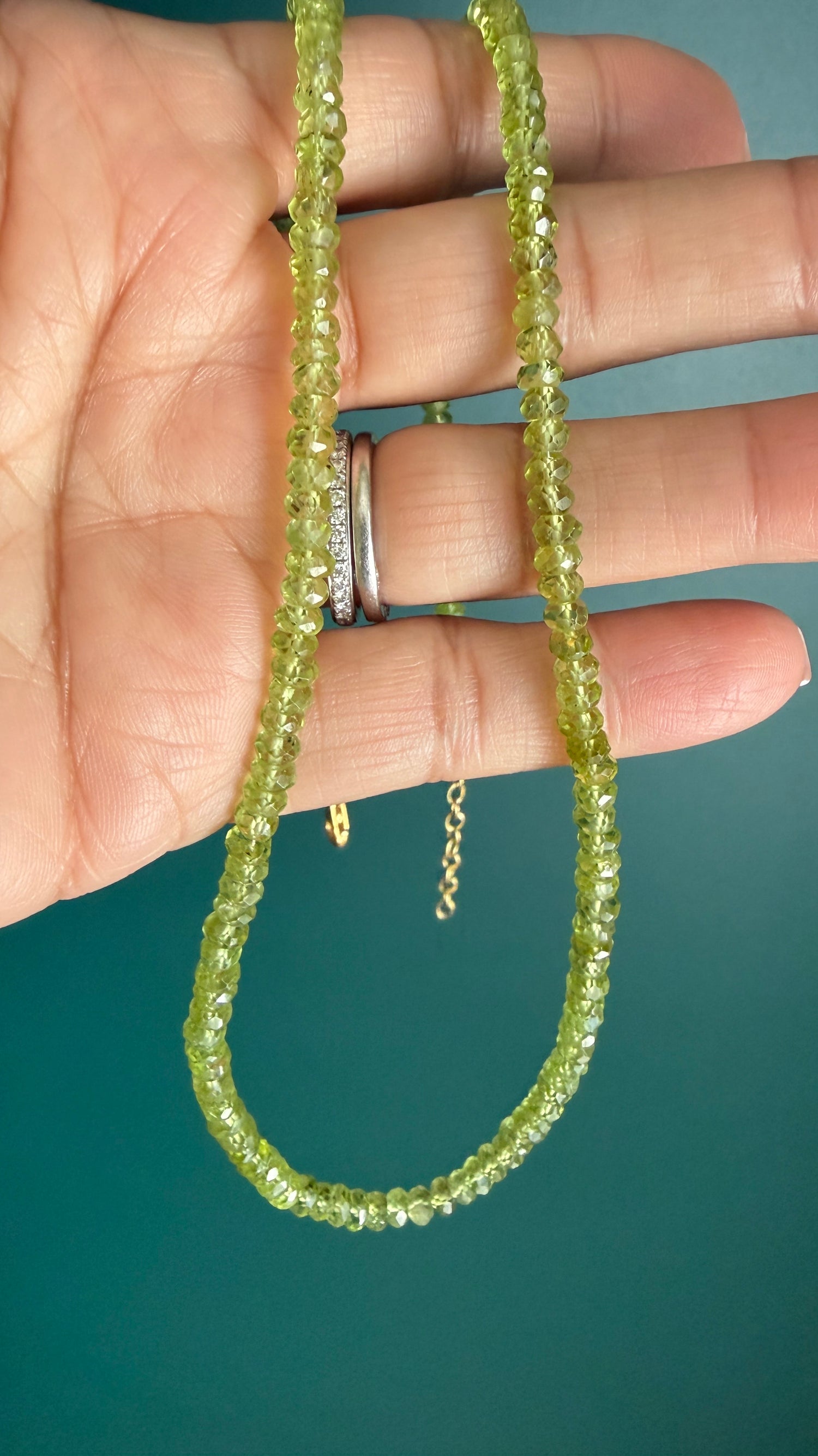 Gold Vermeil Necklace With Peridot 22-24 inches