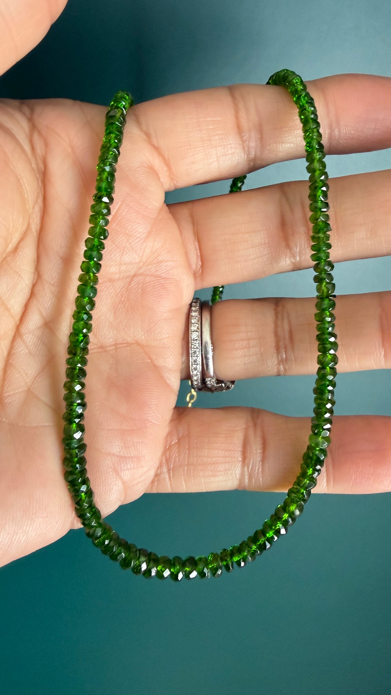 Gold Vermeil Necklace With Chrome Diopside 19-21 inches