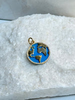 14K Gold Diamond Blue Turquoise Earth Pendant | Ulka Rocks