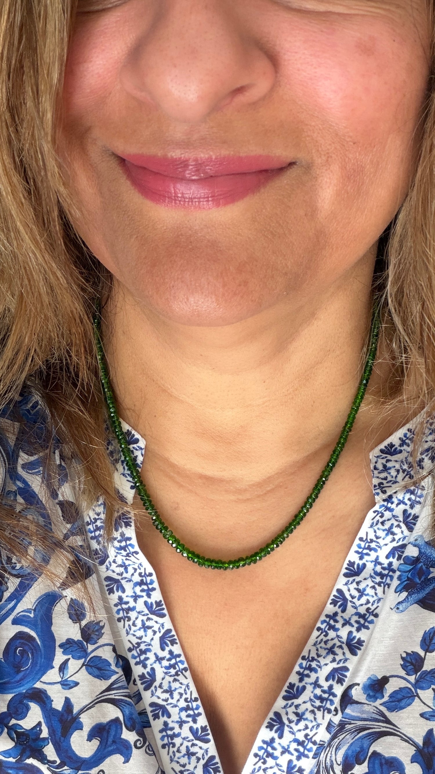 Gold Vermeil Necklace With Chrome Diopside 19-21 inches