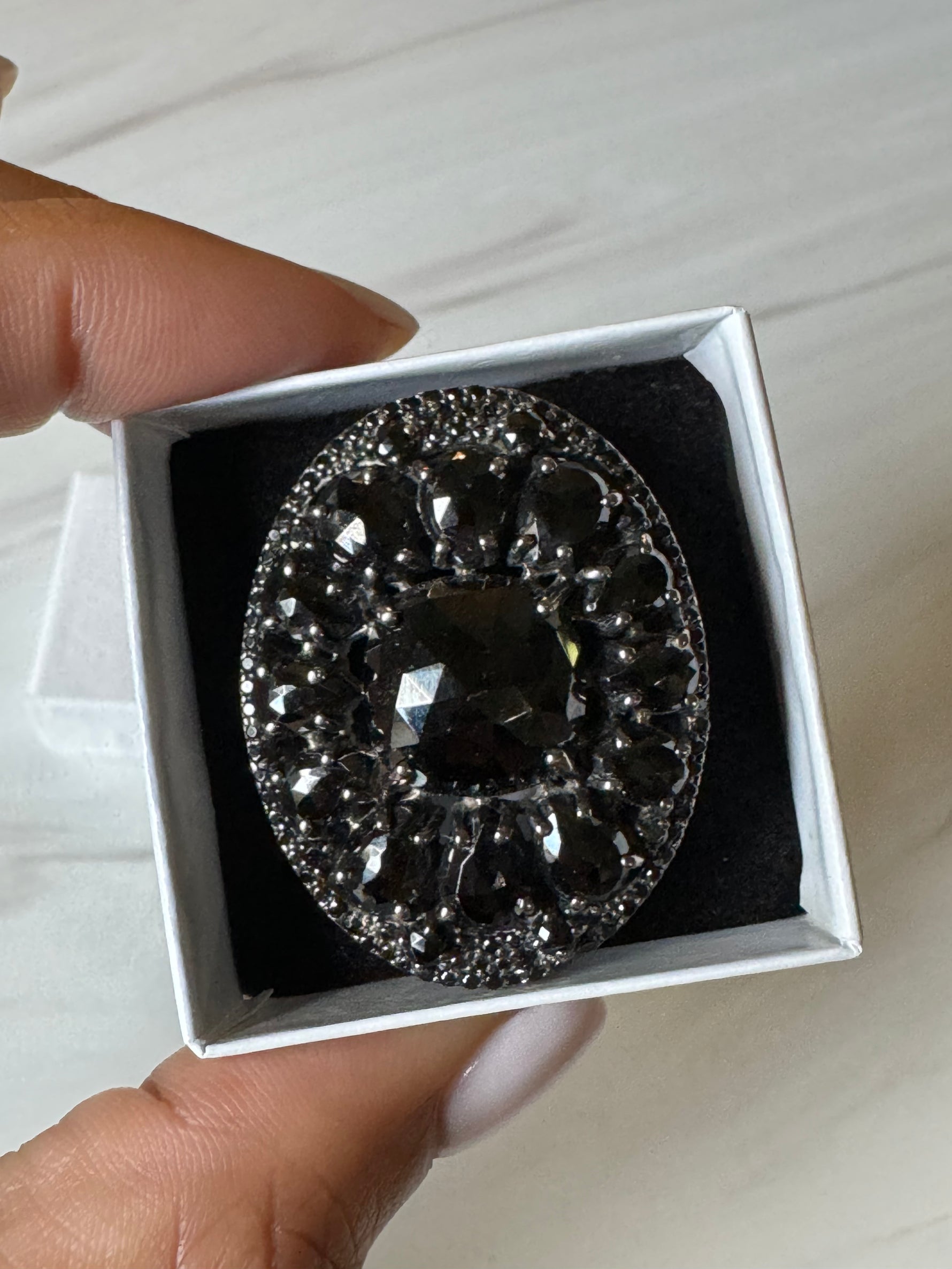 Black Black Spinel Ring - Large Center Stone (size 9.5) | Ulka Rocks