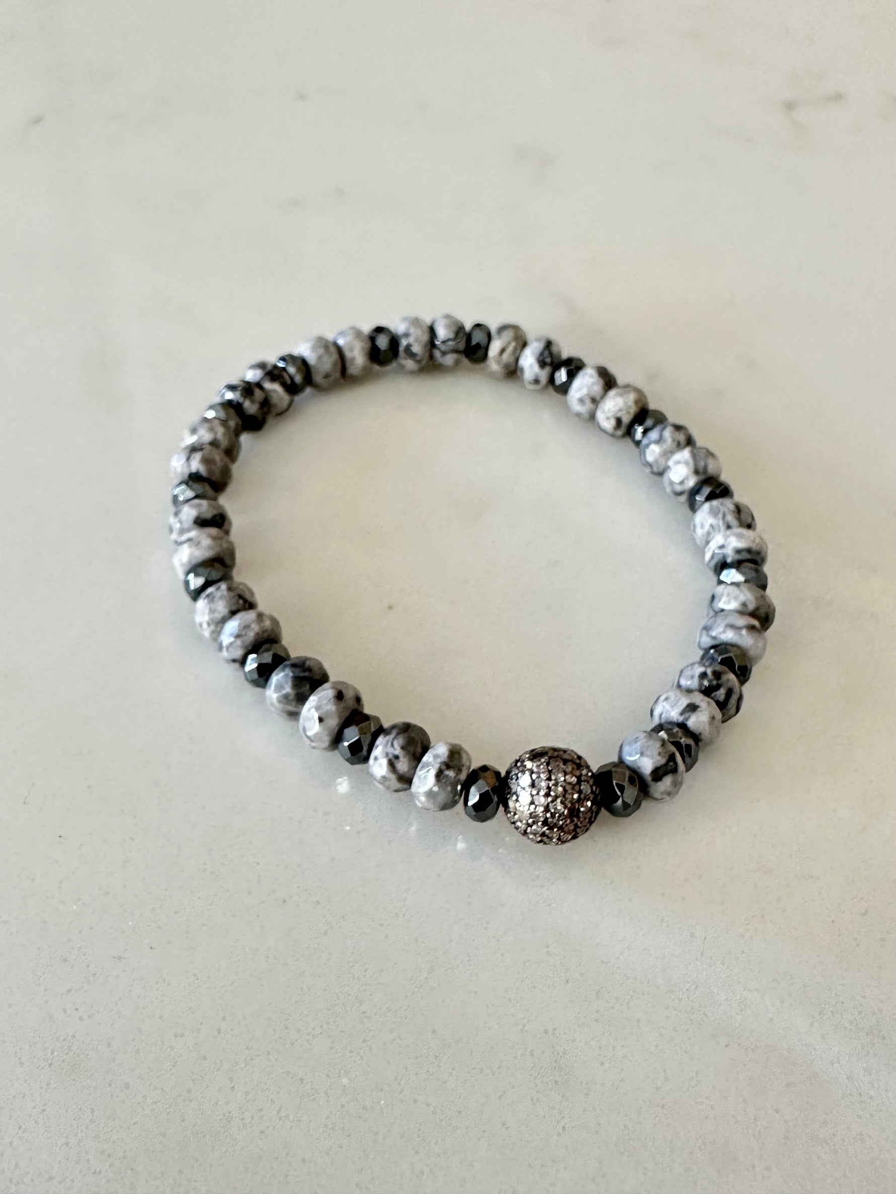 Black and White Diamond Accent Bracelet | Ulka Rocks