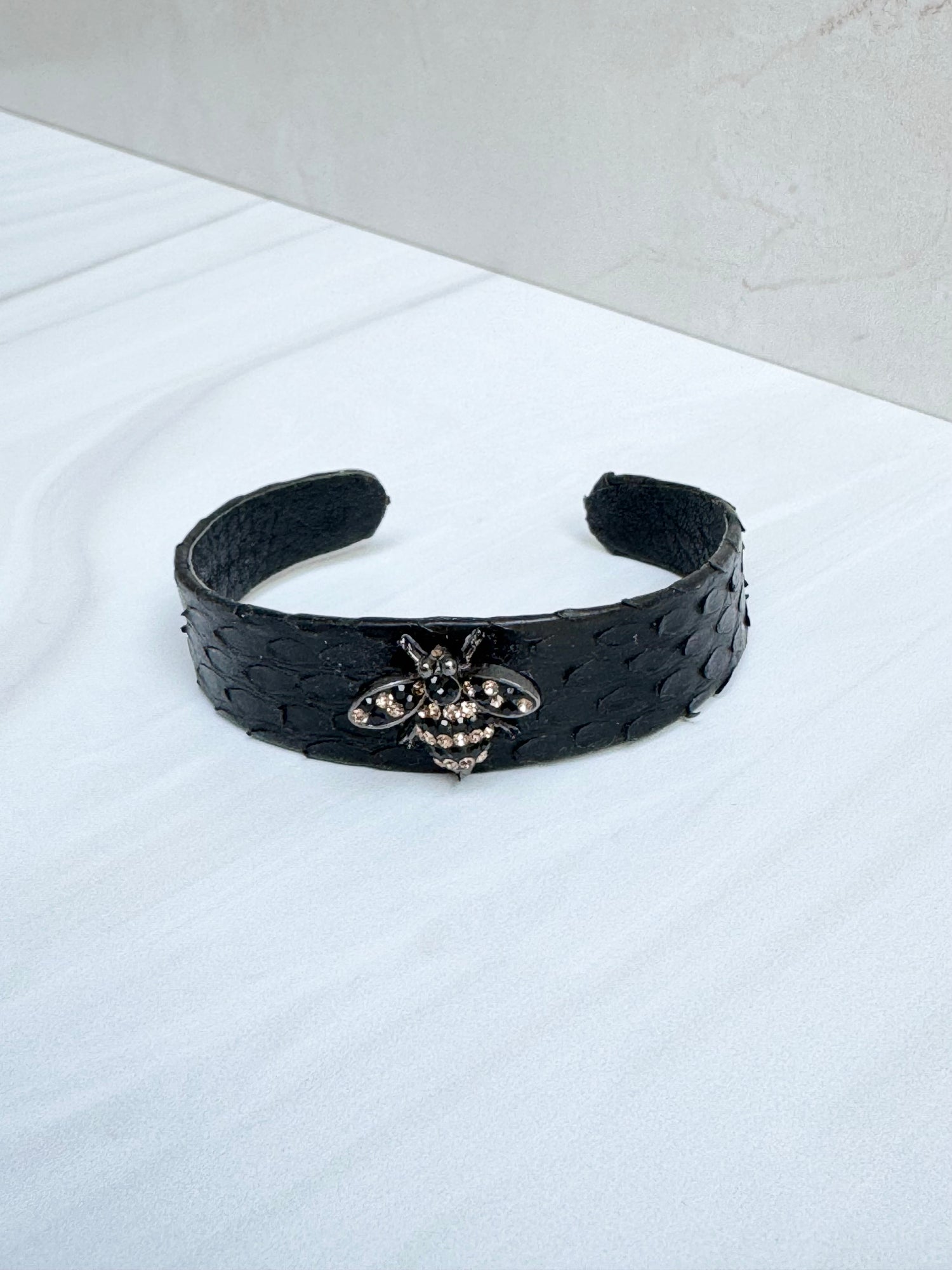 Leather Bracelet Bee Cuff | Ulka Rocks