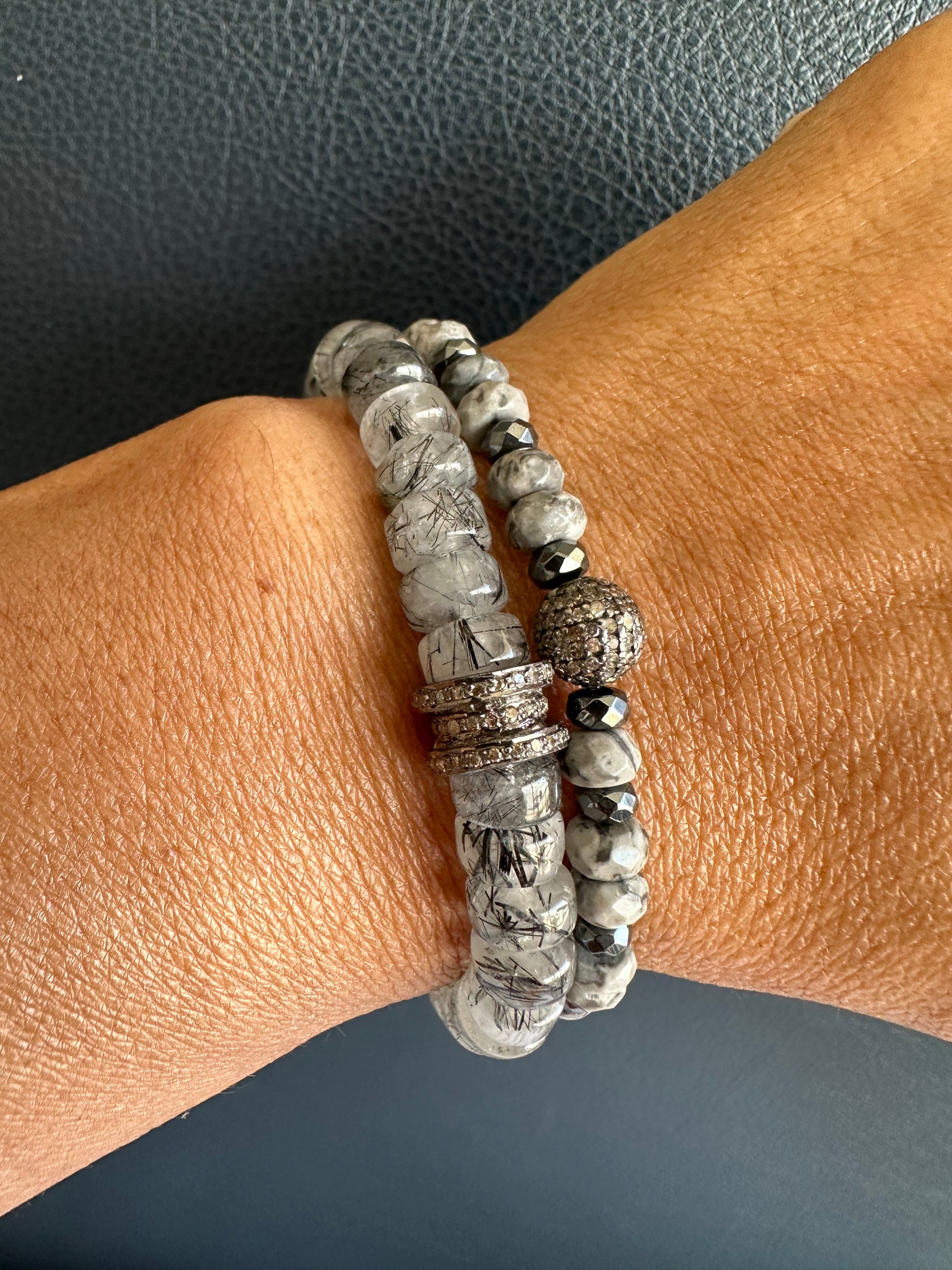 Black and White Diamond Accent Bracelet | Ulka Rocks