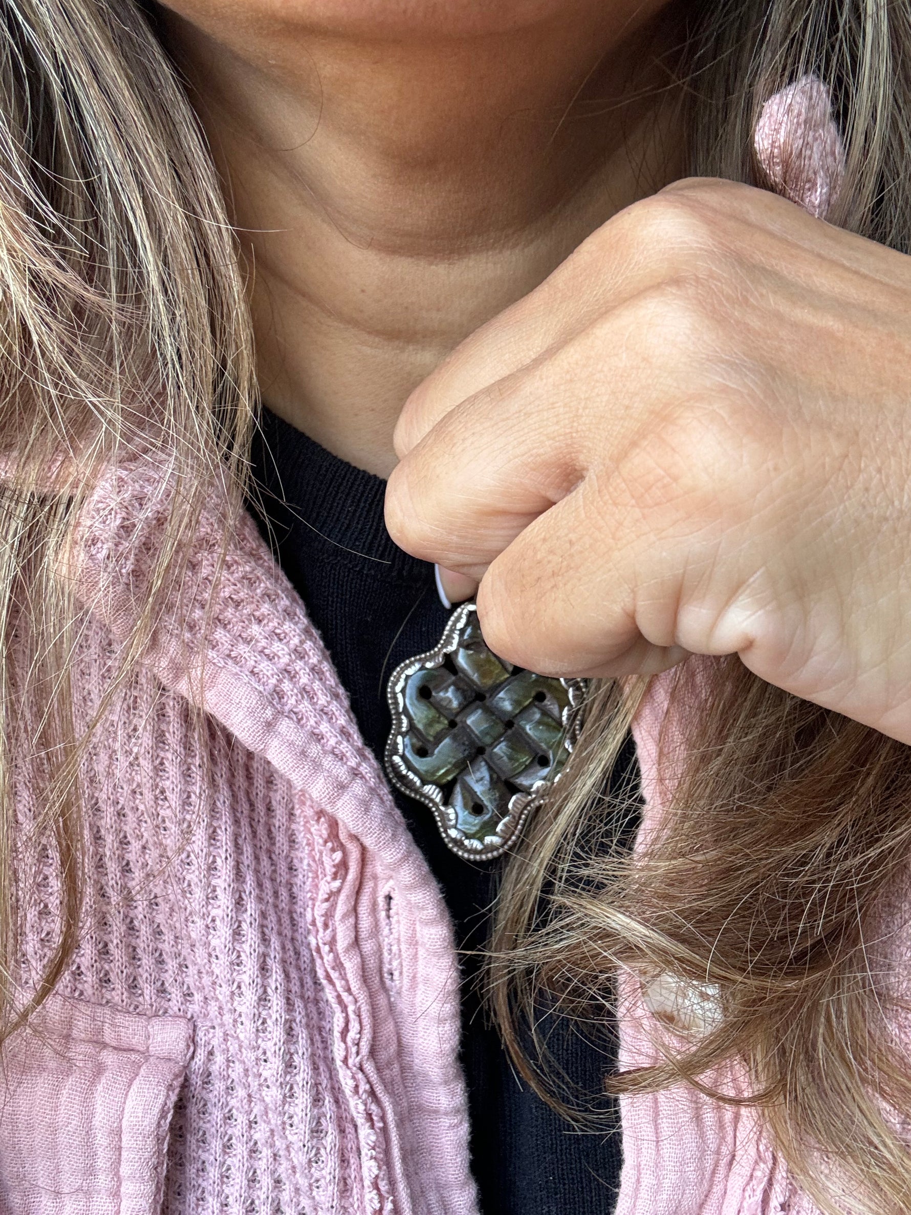 Silver Green Labradorite Pendant | Ulka Rocks