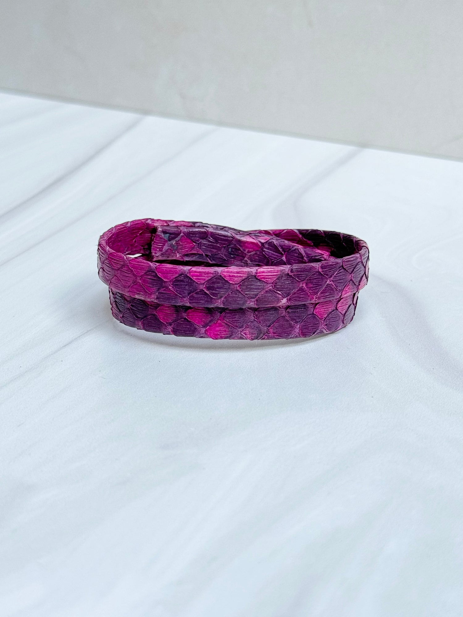 Leather Bracelet - Pink Magnetic Double Wrap | Ulka Rocks