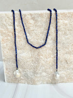 Lapis Lazuli Wrap Necklace with Blue Pearl Accents | Ulka Rocks