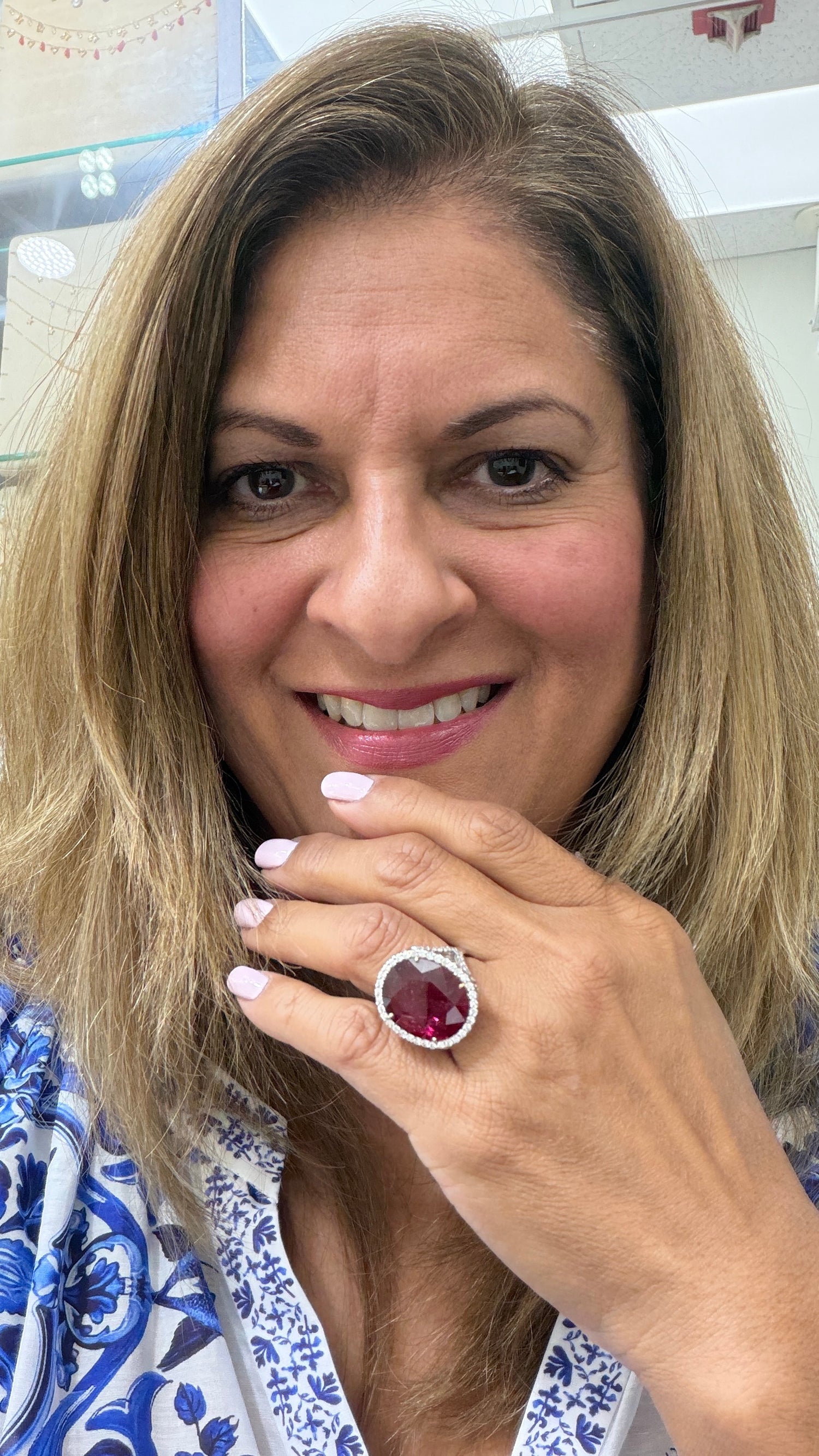 18k White Gold Ring With Tourmaline Size 7