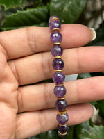 Purple Amethyst Stretch Bracelet with Gold Plated Accents | Ulka Rocks