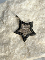 Black Black Spinel and Diamond Star Pendant | Ulka Rocks