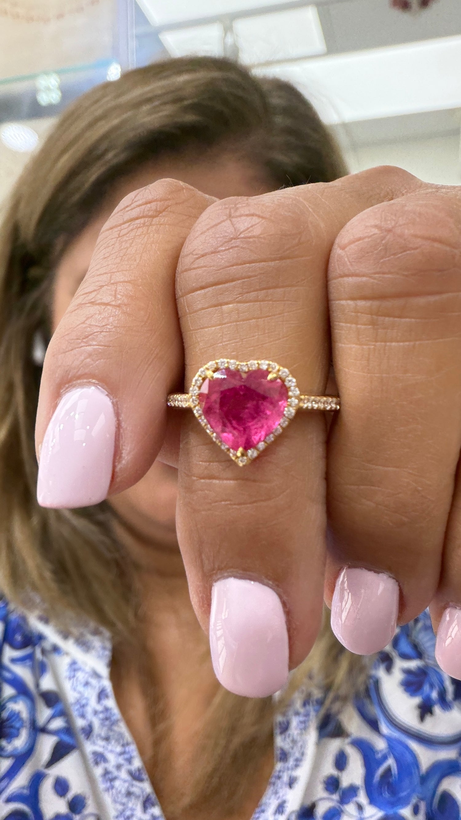18k Yellow Gold Ring With Rubellite Size 7