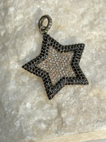 Black Black Spinel and Diamond Star Pendant | Ulka Rocks