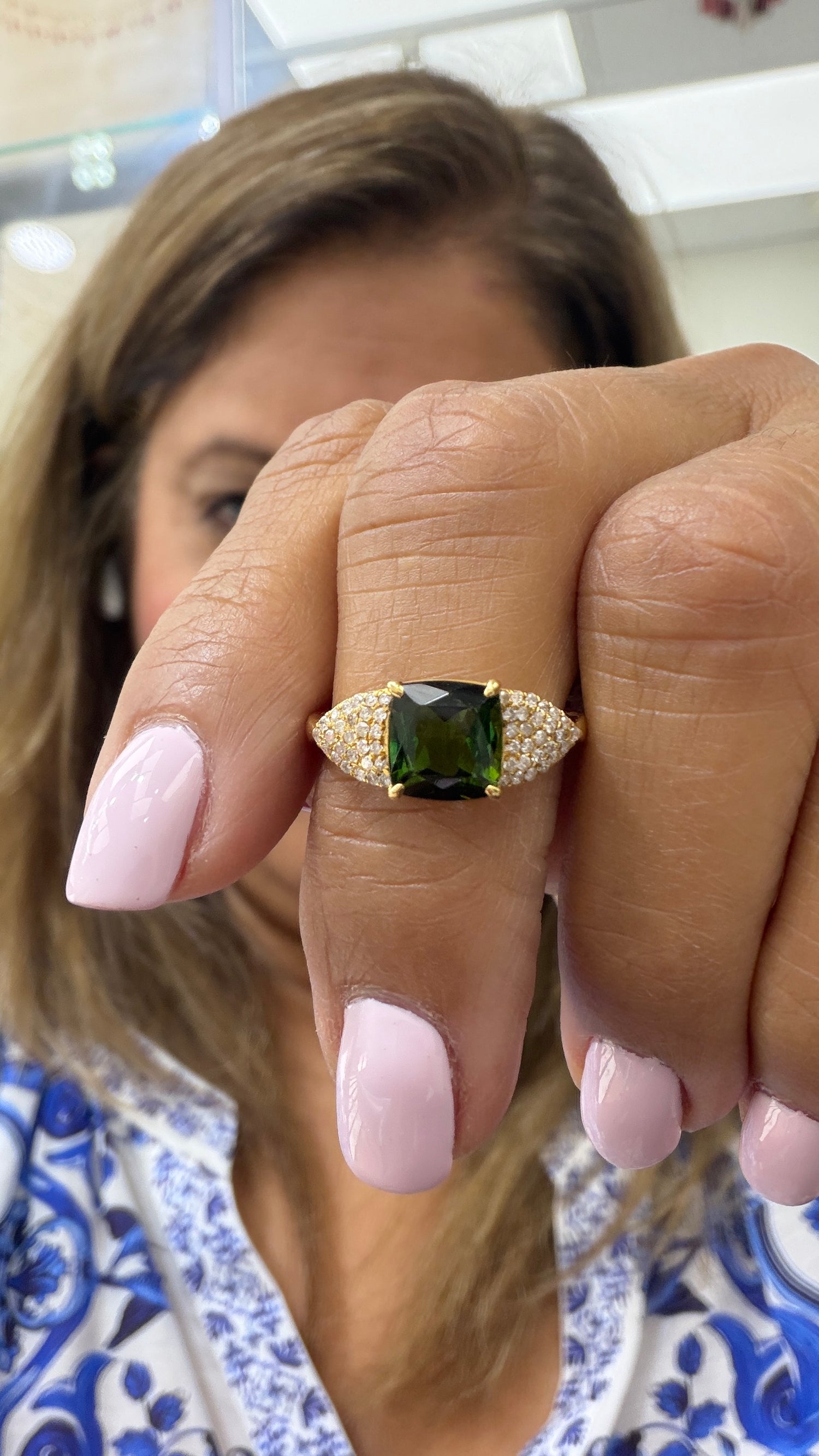 18k Yellow Gold Ring With Tourmaline Size 7