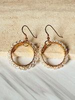 Gold Vermeil Wire Wrapped Earrings - Clear Circle | Ulka Rocks