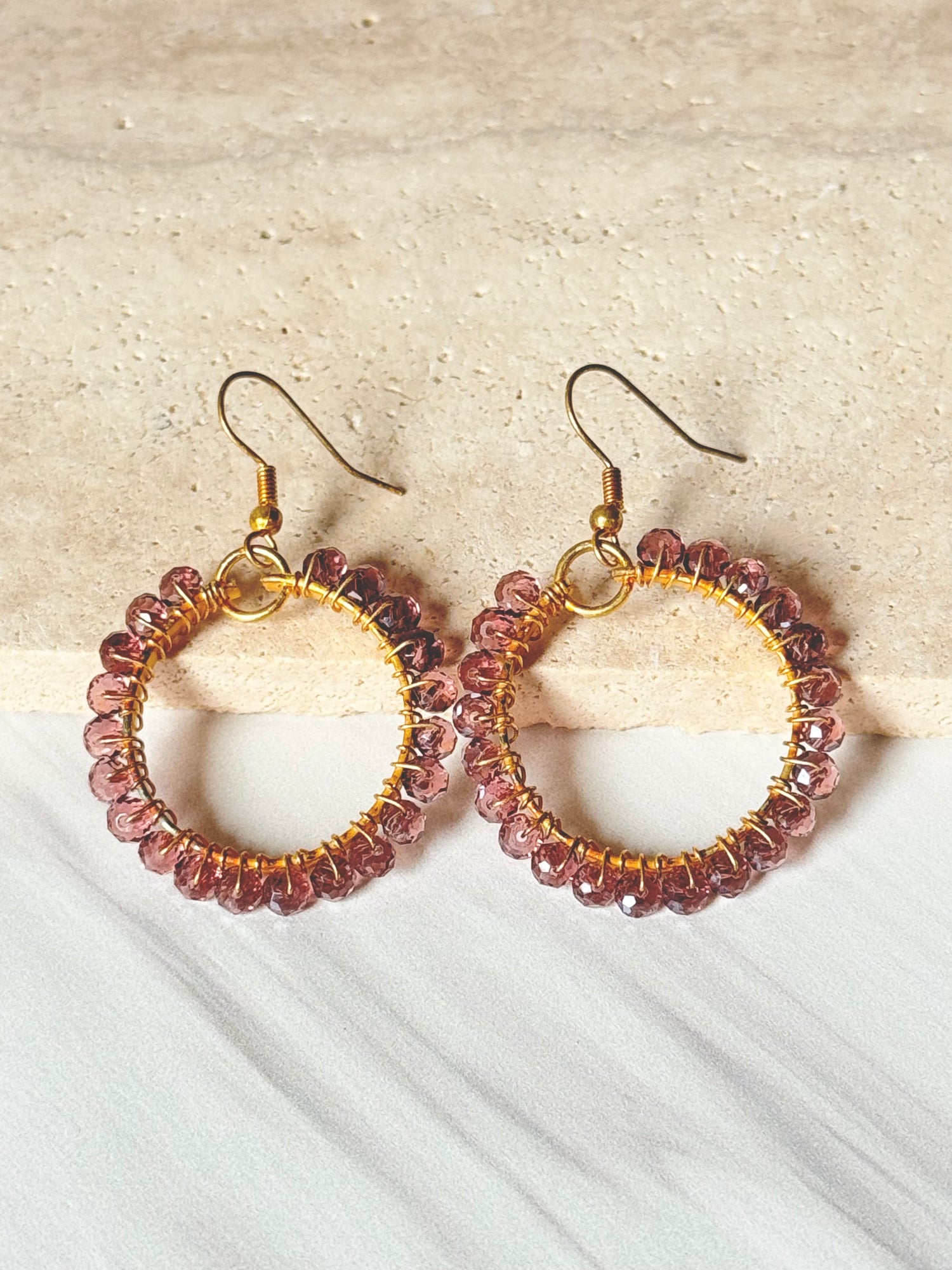 Gold Vermeil Wire Wrapped Earrings - Lavender | Ulka Rocks